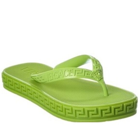 VERSACE GRECA THONG SANDAL GREEN SIZE 37 PRELOVED - Picture 1 of 6